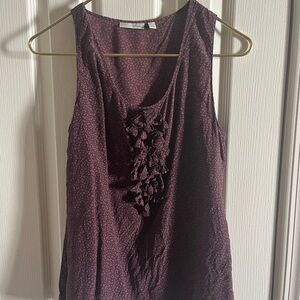 Halogen Dark Purple Tank Top with Ruffle Detail